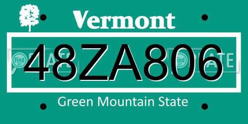 48ZA806 Vermont License Plate