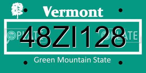 48ZI128 Vermont License Plate