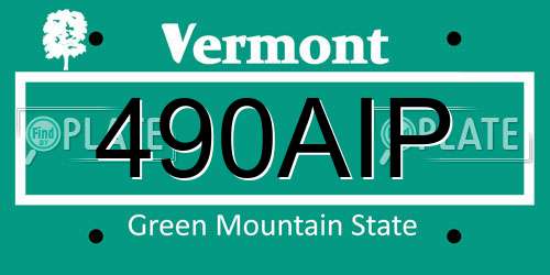 490AIP Vermont License Plate