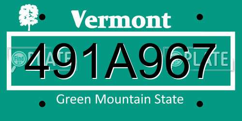 491A967 Vermont License Plate