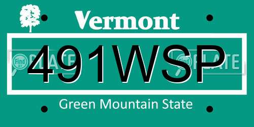 491WSP Vermont License Plate