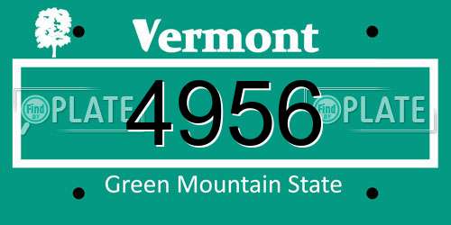4956 Vermont License Plate