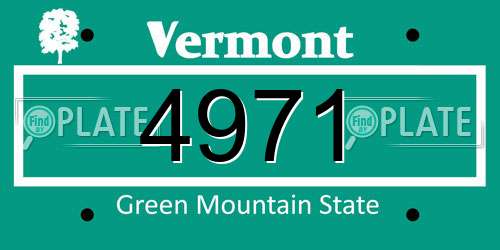 4971 Vermont License Plate