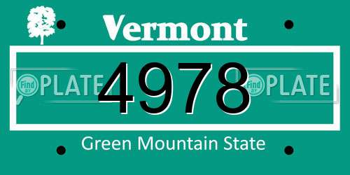 4978 Vermont License Plate