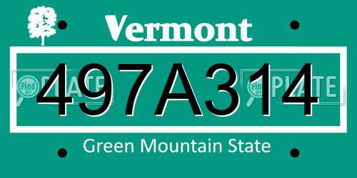 497A314 Vermont License Plate