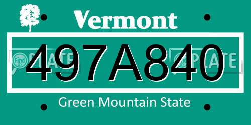 497A840 Vermont License Plate