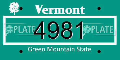 4981 Vermont License Plate