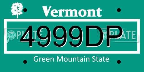 4999DP Vermont License Plate