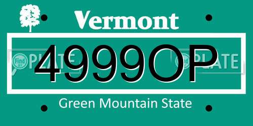 4999OP Vermont License Plate