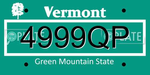4999QP Vermont License Plate