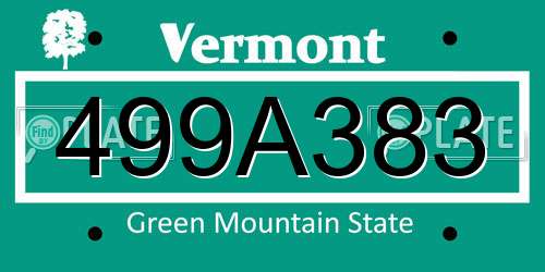 499A383 Vermont License Plate