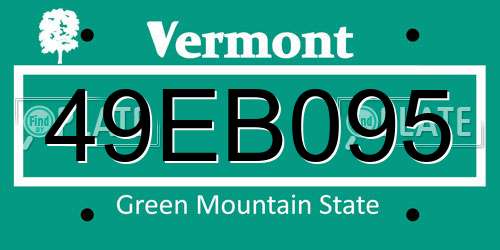 49EB095 Vermont License Plate