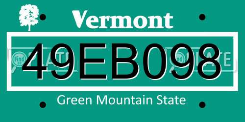 49EB098 Vermont License Plate