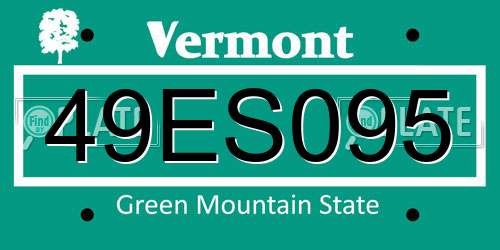 49ES095 Vermont License Plate
