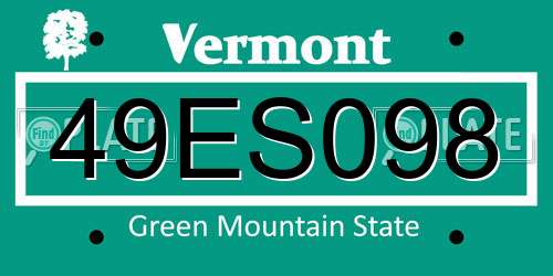 49ES098 Vermont License Plate