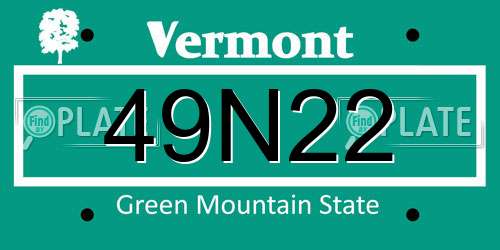49N22 Vermont License Plate