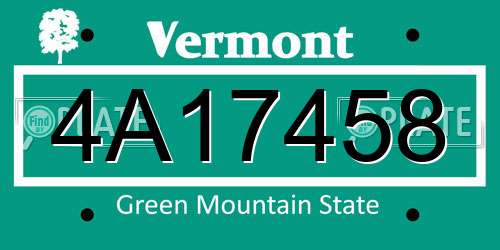 4A17458 Vermont License Plate