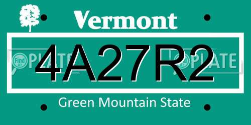 4A27R2 Vermont License Plate