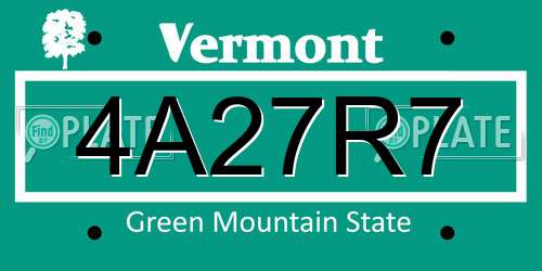 4A27R7 Vermont License Plate