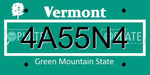 4A55N4 Vermont License Plate