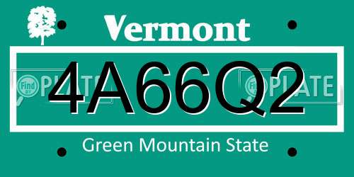 4A66Q2 Vermont License Plate