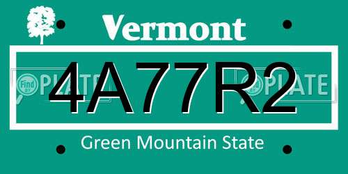 4A77R2 Vermont License Plate