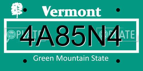 4A85N4 Vermont License Plate