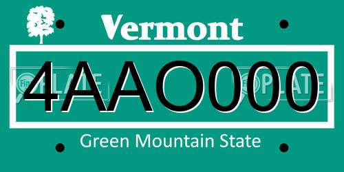 4AAO000 Vermont License Plate