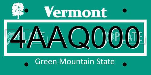 4AAQ000 Vermont License Plate