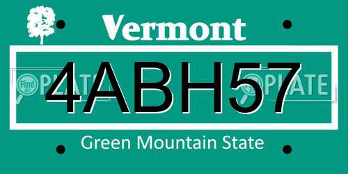 4ABH57 Vermont License Plate