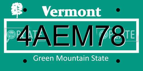 4AEM78 Vermont License Plate