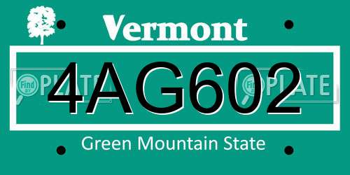 4AG602 Vermont License Plate