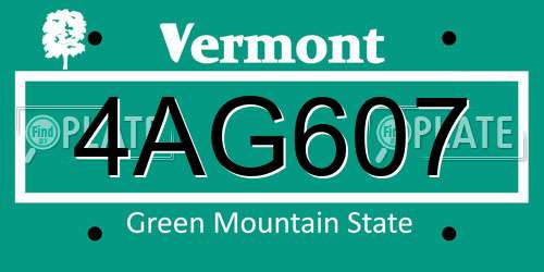 4AG607 Vermont License Plate