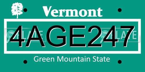 4AGE247 Vermont License Plate