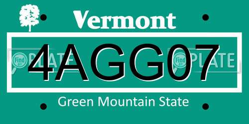 4AGG07 Vermont License Plate