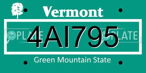 4AI795 Vermont License Plate