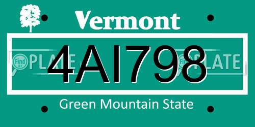 4AI798 Vermont License Plate