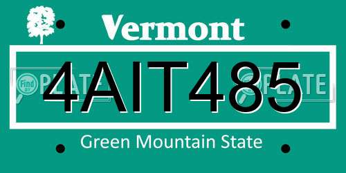 4AIT485 Vermont License Plate