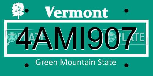 4AMI907 Vermont License Plate