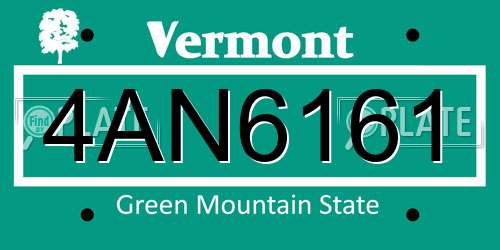 4AN6161 Vermont License Plate