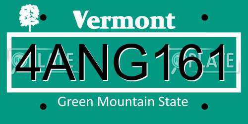 4ANG161 Vermont License Plate