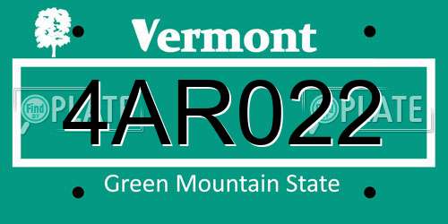 4AR022 Vermont License Plate