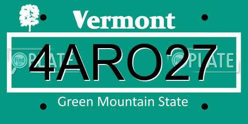 4ARO27 Vermont License Plate