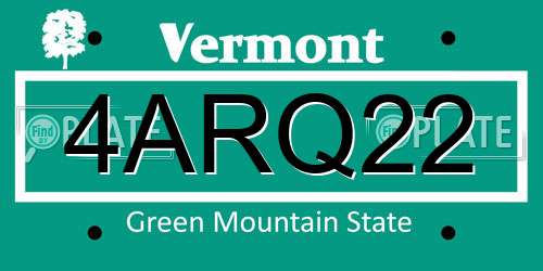 4ARQ22 Vermont License Plate