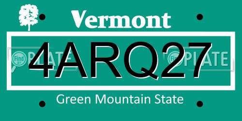 4ARQ27 Vermont License Plate
