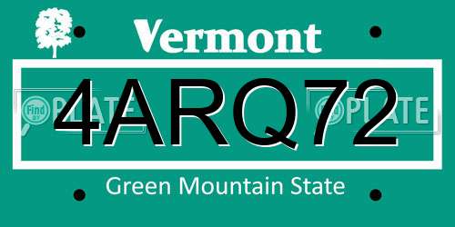 4ARQ72 Vermont License Plate