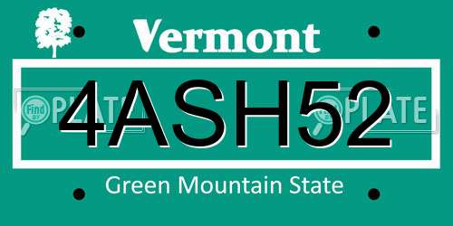 4ASH52 Vermont License Plate