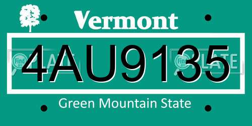 4AU9135 Vermont License Plate