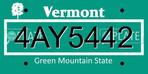 4AY5442 Vermont License Plate