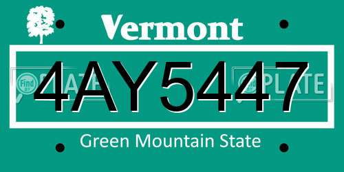 4AY5447 Vermont License Plate